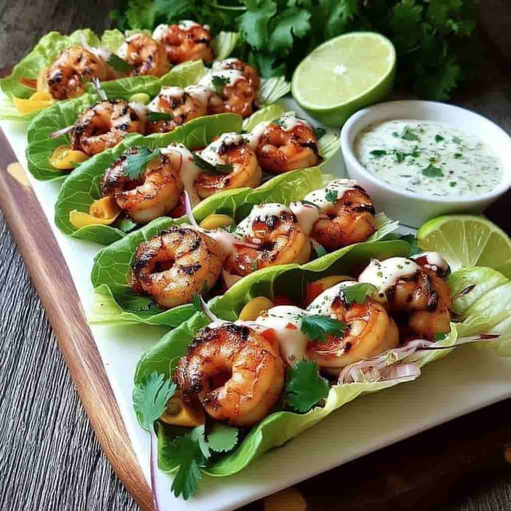 Printable cilantro lime shrimp wrap recipe card